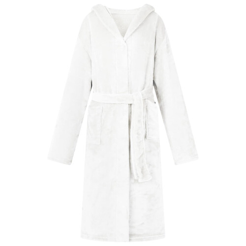 Berkfield Bathrobe Hoodie White M Flannel