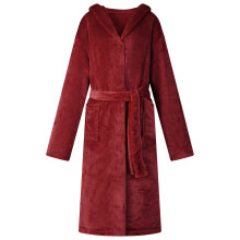 Berkfield Bathrobe Hoodie Bordeaux Red S Flannel