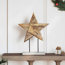 Berkfield Christmas Star Brown 43.5 x 13.5 x 59 cm Solid Teak Wood