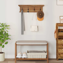 Berkfield Wall Mounted Coat Rack Natural 70 x 10 x 20 cm Solid Teak Wood