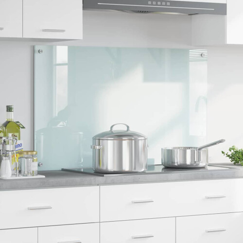 Berkfield Kitchen Backsplash Milk 100 x 60 cm Tempered Glass