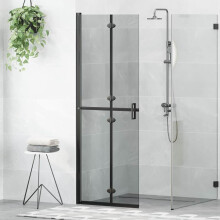 Berkfield Walk-In Shower Wall Folding Black 70 x 6.5 x 190 cm