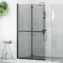 Berkfield Walk-In Shower Wall Folding Black 110 x 6.5 x 190 cm