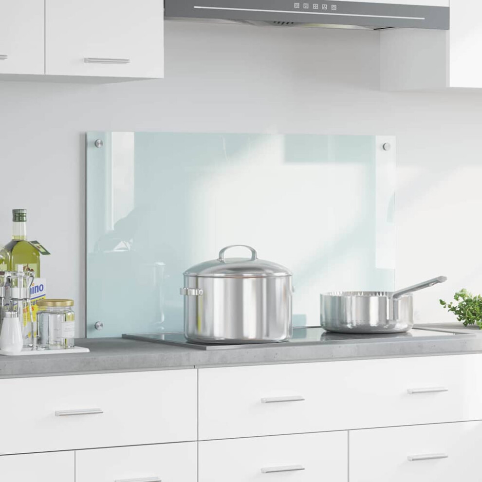 Berkfield Kitchen Backsplash Milk 90 X 50 Cm Tempered Glass 7348341419895