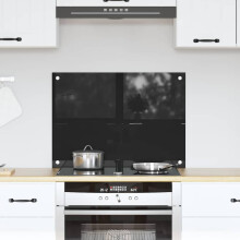 Berkfield Kitchen Backsplash Black 70 x 50 cm Tempered Glass