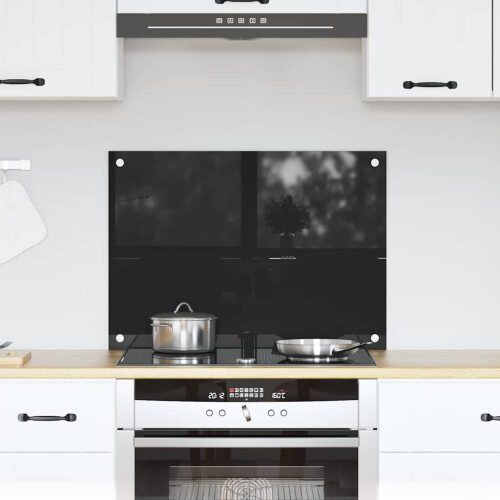 Berkfield Kitchen Backsplash Black 70 x 50 cm Tempered Glass