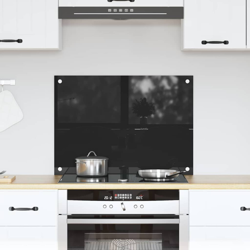 Berkfield Kitchen Backsplash Black 70 X 50 Cm Tempered Glass 8593179313153