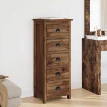 Berkfield Chest of Drawers Natural 45 x 35 x 110 cm Solid Teak Wood