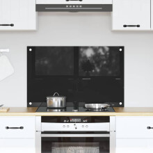 Berkfield Kitchen Backsplash Black 80 x 50 cm Tempered Glass