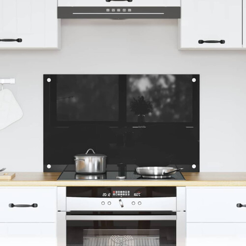 Berkfield Kitchen Backsplash Black 80 x 50 cm Tempered Glass