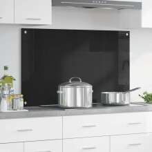 Berkfield Kitchen Backsplash Black 100 x 60 cm Tempered Glass