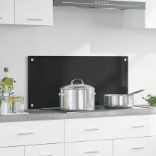 Berkfield Kitchen Backsplash Black 90 x 40 cm Tempered Glass