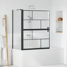 Berkfield Bath Shower Screen Black and Transparent 100 x 68 x 128 cm