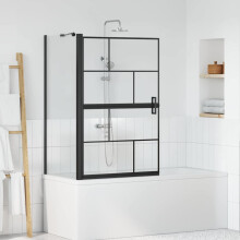 Berkfield Bath Shower Screen Black and Transparent 80 x 68 x 128 cm