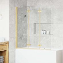 Berkfield Shower Enclosure Gold 130 x 138 cm ESG Glass and Aluminium