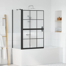 Berkfield Bath Shower Screen Black and Transparent 80 x 68 x 128 cm