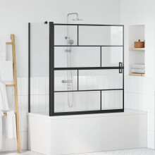 Berkfield Bath Shower Screen Black and Transparent 116 x 68 x 128 cm