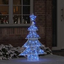 Berkfield Christmas Tree with 100 LEDs Blue 120 cm Acrylic