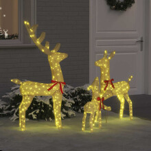 Berkfield Reindeer Family 3 pcs Warm white 68 x 26 x 127 cm Fabric