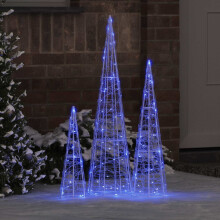 Berkfield Christmas Tree with 90 LEDs 3 pcs Blue 20 x 20 x 80 cm Acrylic