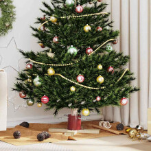 Berkfield Christmas Tree Stand 1.73 Red 50 x 50 x 16 cm Solid Pine Wood
