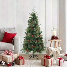 Berkfield Artificial Hinged Christmas Tree Green 150 cm PVC, PE and Steel