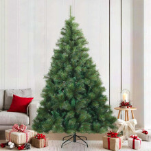 Berkfield Artificial Hinged Christmas Tree Green 210 cm PVC, steel