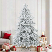 Berkfield Artificial Hinged Christmas Tree Snow Flocked White 210 cm
