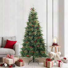 Berkfield Artificial Hinged Christmas Tree Green 210 cm PVC, PE and Steel