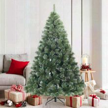 Berkfield Artificial Hinged Christmas Tree Snow Flocked Green 180 cm