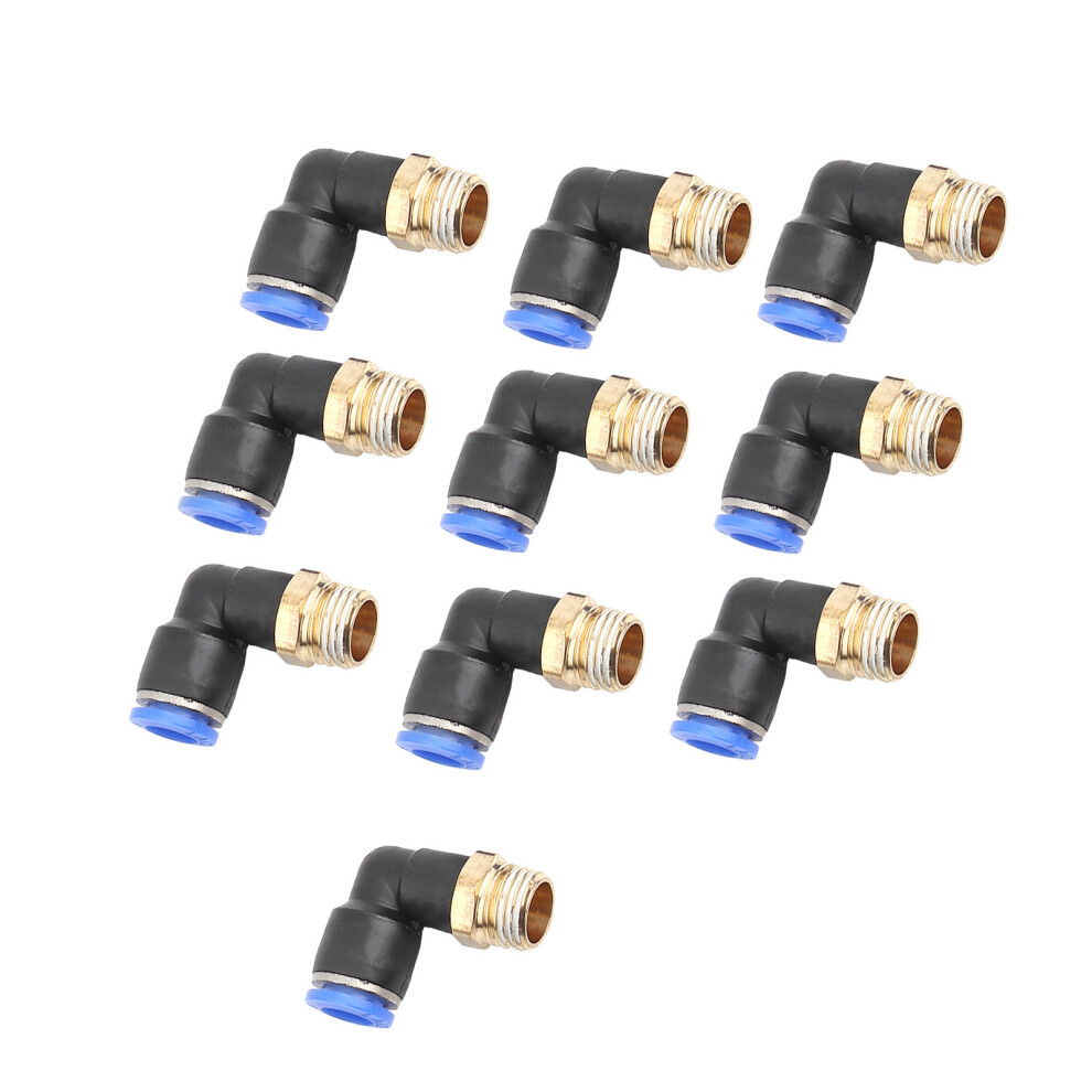 10Pcs Pneumatic Air Fittings Set 8Mm Quick Connect Elbow Couplers G1/4 Thread 4181393821147