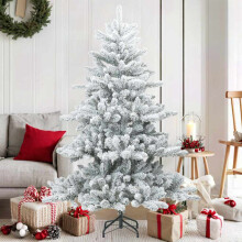 Berkfield Artificial Hinged Christmas Tree Snow Flocked White 150 cm