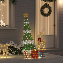 Berkfield Lighted Christmas Tree with 3 Gift Boxes 2D Warm White 150 cm