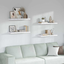 Berkfield Wall Shelf 4 pcs White Marble 90 x 23.5 x 4 cm Engineered Wood