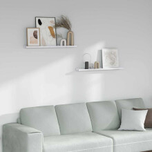Berkfield Wall Shelf 2 pcs White Marble 80 x 9 x 3 cm Engineered Wood