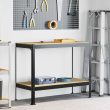 Berkfield Workbench Black 115 x 55 x 91 cm Engineered Wood and Metal