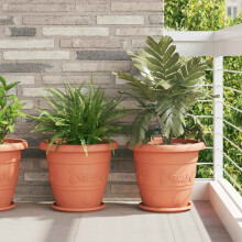 Berkfield Round Flower Tray 6 pcs Brick Red ò 27 x 2.5 cm Plastic