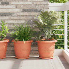 Berkfield Round Flower Tray 6 pcs Brick Red ò 23.5 x 2.5 cm Plastic