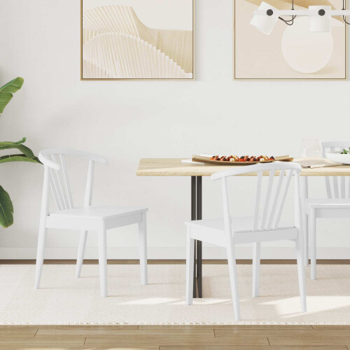 Berkfield Dining Chair 2 pcs White Solid Rubberwood