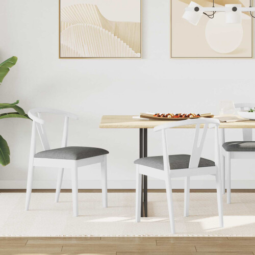 Berkfield Dining Chair 2 pcs White and Grey Solid Rubber Wood