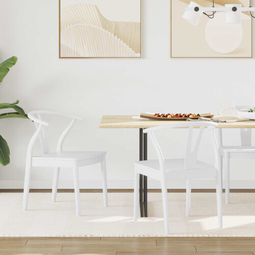 Berkfield Dining Chair 2 pcs White and White Solid Rubber Wood