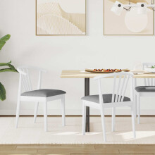 Berkfield Dining Chair 2 pcs White and Grey Solid Rubberwood