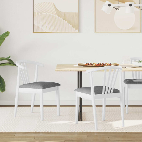 Berkfield Dining Chair 2 pcs White and Grey Solid Rubberwood