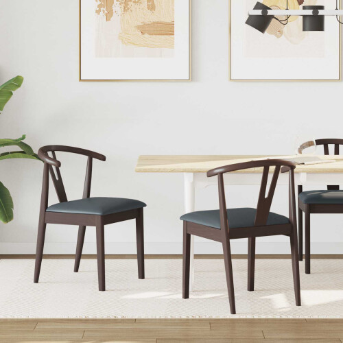 Berkfield Dining Chair 2 pcs Light Brown and Black Solid Rubber Wood