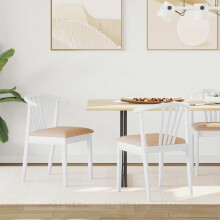Berkfield Dining Chair 2 pcs White and Brown Solid Rubberwood