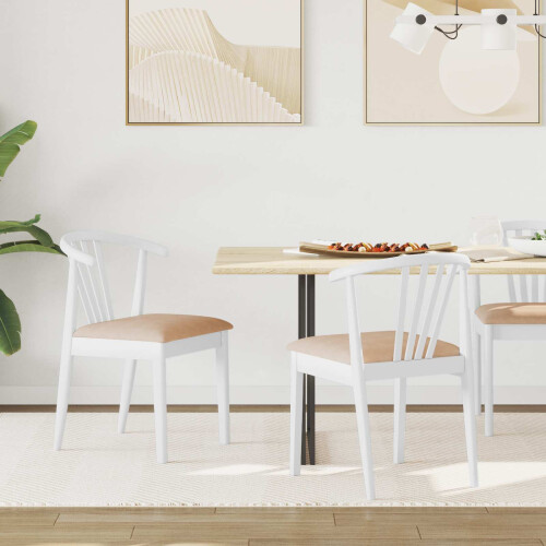 Berkfield Dining Chair 2 pcs White and Brown Solid Rubberwood