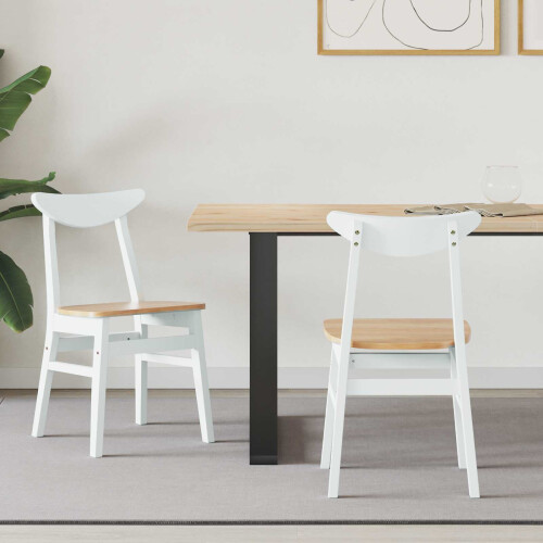 Berkfield Dining Chairs 2 pcs White 42 x 47.5 x 81 cm Solid Rubber Wood