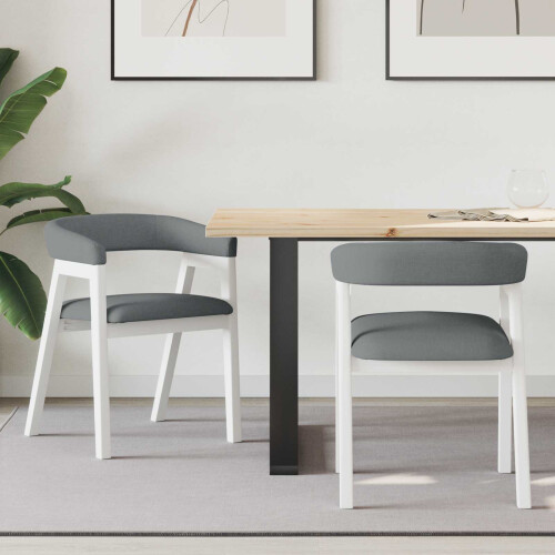 Berkfield Dining Chairs 2 pcs White 54 x 57 x 73 cm Solid Rubber Wood