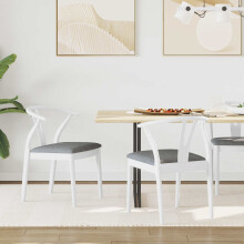 Berkfield Dining Chair 2 pcs White and Grey Solid Rubber Wood