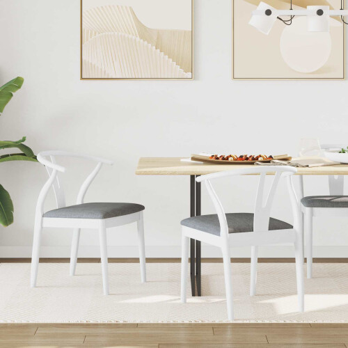 Berkfield Dining Chair 2 pcs White and Grey Solid Rubber Wood